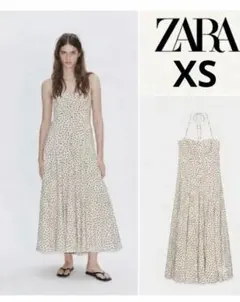 ZARA フリンジホルターネックミディワンピース - メルカリ