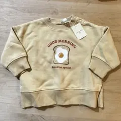 新品未使用☆目玉焼きトースト裏起毛トレーナー/80cm