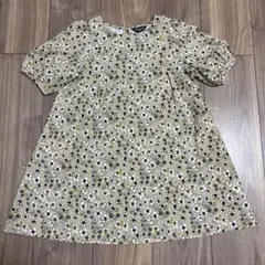 コムサ　花柄ワンピース　110 コムサイズム　半袖ワンピース　ベージュ