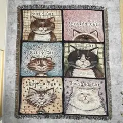 激カワ】ヴィンテージ 猫柄 ラグマット アニマル雑貨 ねこ大集合