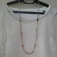 ビーズロングネックレス【トンボ玉風】