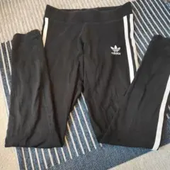アディダス スパッツ レギンス　黒 ストライプ ボトムス　150cm　ジュニア