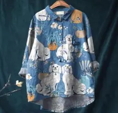 ブラウス チュニック シャツ キレイめ トップス 長袖 プリント柄 柄#6