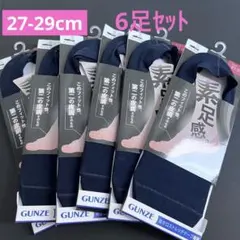 GUNZE グンゼ 素足感 メンズ ソックス 27-29cm 6足セット