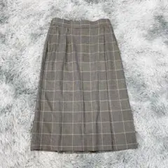 『UNIQLO』ユニクロ (L)ロングスカート チェック グレー ゴムウエスト