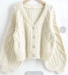MAJESTIC ハートケーブルカーディガン アイボリー