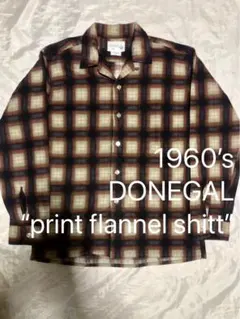 状態◎ 50s 60s DONEGALプリントネルシャツ