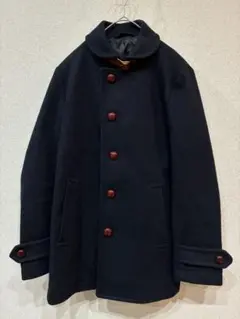 美品　ユナイテッドアローズ　メルトンコート　ウールコート　ネイビー　レザーベルト