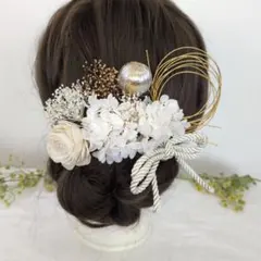 かすみ草　紫陽花　和玉☆ドライフラワー髪飾り☆振袖卒業式成人式前撮り結婚式和装袴