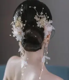 花とパール ウェディング ヘアアクセサリー