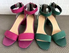ジーユー GU アンクルストラップサンダル 2足セット ピンク グリーン