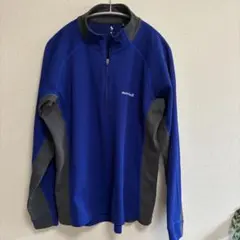 【新品未使用】mont-bell ハーフジップ 長袖カットソー　M 青