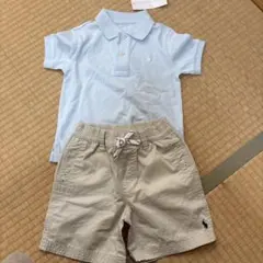 新品★ラルフローレン　水色ポロシャツ　ベージュショートパンツ　セット