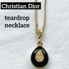 ChristianDIOR ネックレス ゴールド ブラック　ティアドロップ