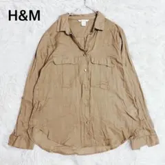 H&M エイチアンドエム ブラウン シアークロップドシャツ M ブラウス 羽織り