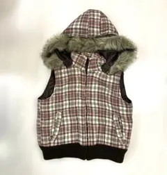 y2k 00s 平成ギャル　チェック　短丈　フェアリーグランジ　ファー　森ガール