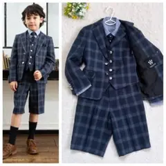 《美品》WANDER FACTORY スリーピース セレモニースーツ 青 110
