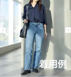 UNIQLO 七分袖 スキッパーシャツ ネイビー M