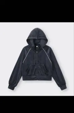 新品未使用‼️GU ベロアフルジップパーカー　ダークグレー