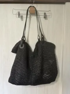 ZARA ブラック 編み込みトートバッグのサムネイル