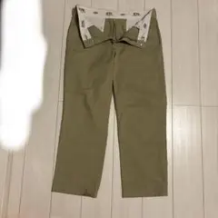 オリーブ色 チノパン 調整可能ウエスト