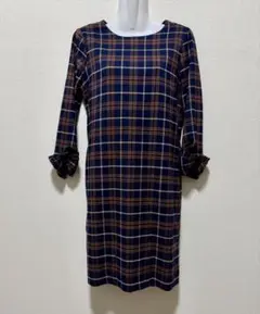 チェック柄 七分袖ワンピース