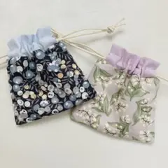 【M076】ミニミニ巾着2点セット　ハンドメイド　小物入れ　ミニポーチ