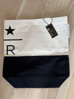 スタバ　キャンバス トートバッグ ホワイト/ブラック