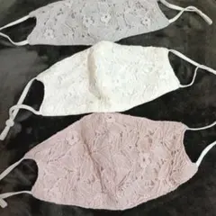 淡い色のレースが可愛い布マスク 2枚ハンドメイド材料に