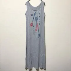 古着✨UNIQLO 【M】ユニクロ グレー ノースリーブ ロングワンピース 夏