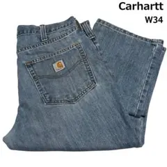 カーハート デニムパンツ W34 XL インディゴ リラックスフィット