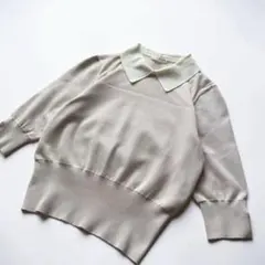 24ss ESTNATION 衿付きヨークシアーニット ベージュピンクのサムネイル
