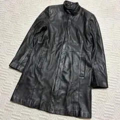美品✨ブラック レザージャケット シープスキン 羊革 フリーサイズ 本革 ロング