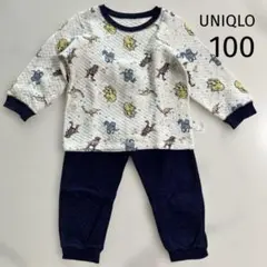 ユニクロ　キルトパジャマ　恐竜　アニア　ブルー　長袖　100cm グリーン