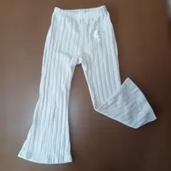 SHEIN アイボリー リブ編みフレアパンツ 7Y 120