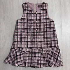 ニノ　ツイード調ワンピース ジャンパースカート ピンク 100