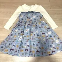 美品✨激レア️Mezzo Piano 花柄ワンピース 130cm 花柄パネルプリント＆刺しゅう ワンピース（ミドルワンピース