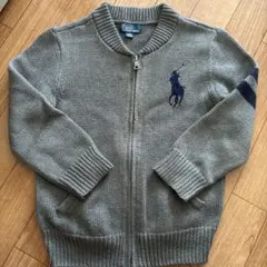 POLO RALPH LAUREN ジップアップニット グレー 120