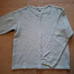 140cm ユニクロ グレー ワッフル生地 長袖カットソー 男の子 女の子