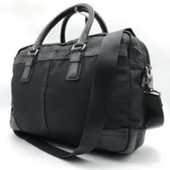 COACH コーチ F70454 レザー 2wayビジネスバッグ ブラック型押し