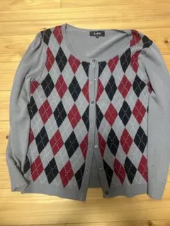 ダイヤモンドパターン長袖カーディガン