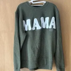 古着アメカジMAMAプリント オリーブグリーン スウェットトレーナーLサイズ