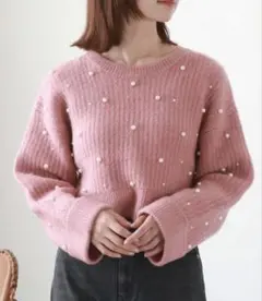 archives パールショート畦ニット