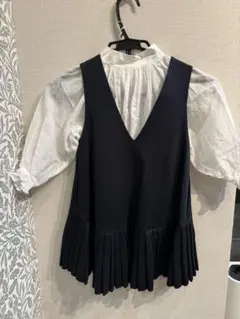 ネイビー Vネック フォーマルワンピース