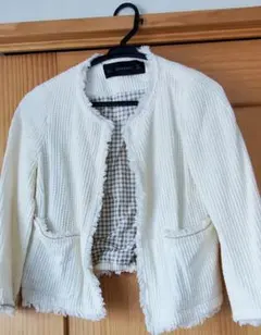 ZARA BASIC ノーカラージャケット ホワイト