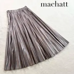 【マチャット】プリーツロングスカート☆光沢感☆ウエストゴム☆上品☆人気☆シルバーのサムネイル