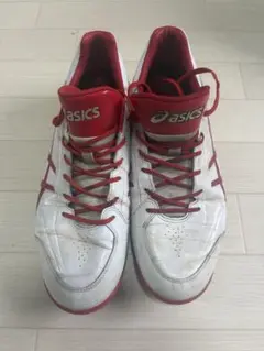 asics野球スパイクホワイト/レッド