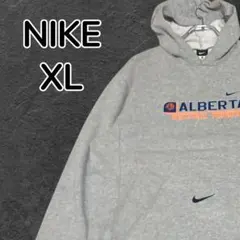 【入手困難】NIKE ナイキ パーカー 海外古着 グレー XL 刺繍ロゴ 一点物