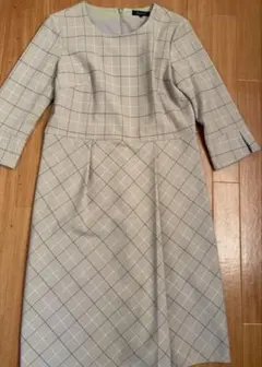 Reflect ベージュ チェック柄 ロングワンピース