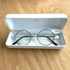JINS ブラックラウンドフレーム　丸メガネ　可視光調光レンズ　モダンリムメタル